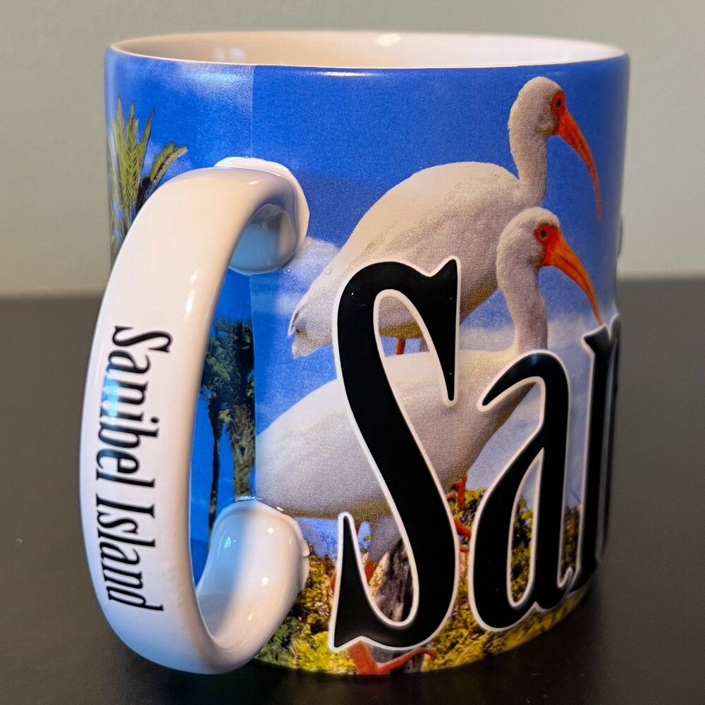 Americaware SANIBEL ISLAND Florida 3-D Souvenir Coffee Cup Mug Ibis Birds 18oz
